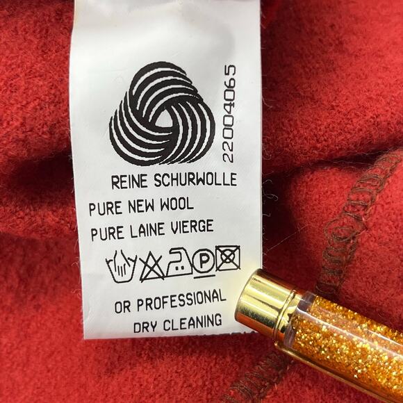 Geiger Of Austria Red Sleeveless Fitted Elegant Classic Warm Pure Wool Dress 6-8 - Picture 6 of 10